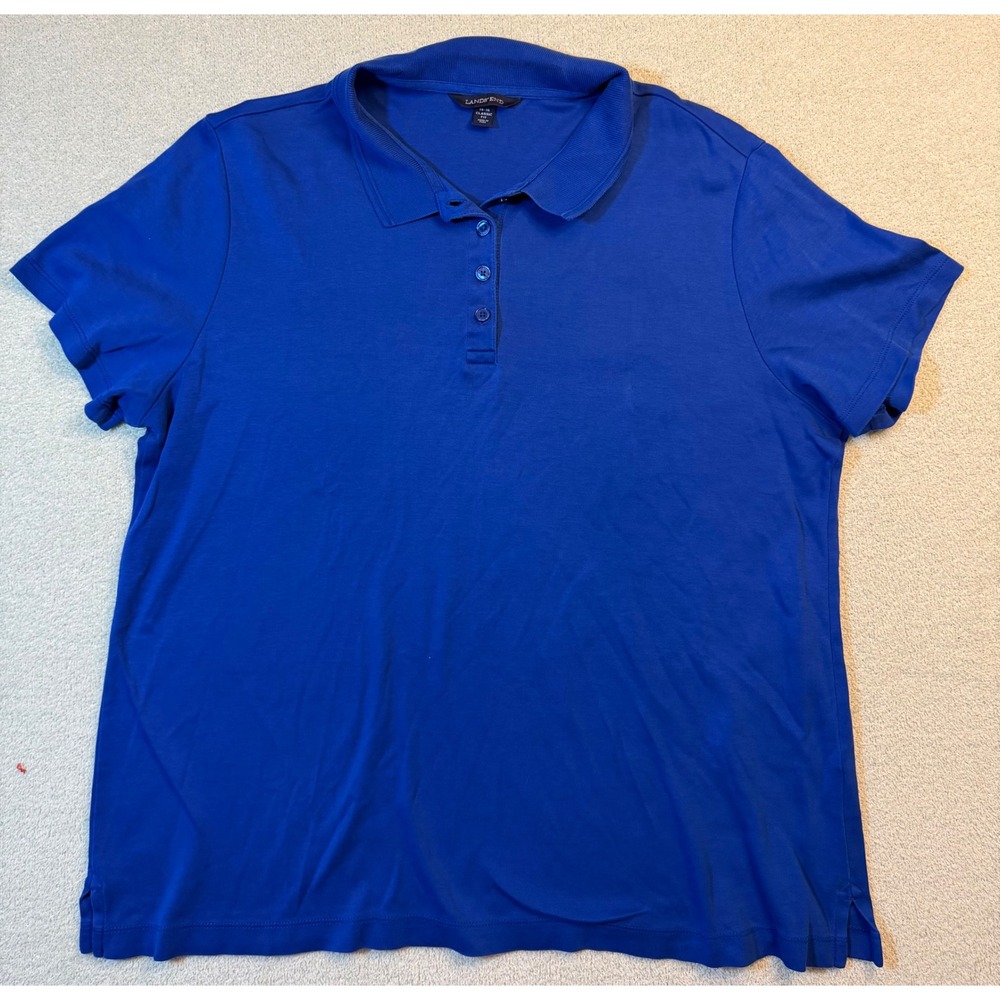 Lands End Kids Royal Blue Short Sleeve Polo Shirt Classic Fit Size XL 14-16